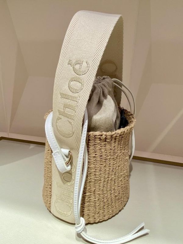 CHLOE Woody small basket 拼牛皮草編小水桶包 CHLOE Woody small basket 拼牛皮草編小水桶包