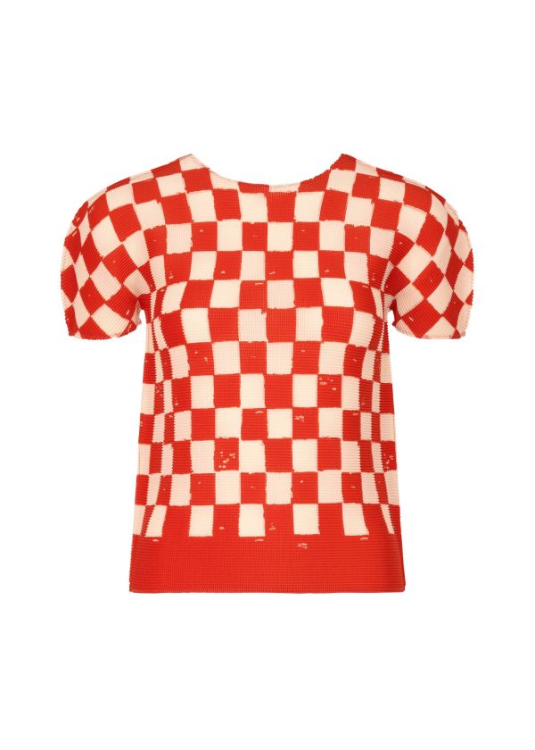 日本三宅一生me ISSEY MIYAKE  CHECKER彈性圓領短袖上衣 日本三宅一生me ISSEY MIYAKE  CHECKER彈性圓領短袖上衣