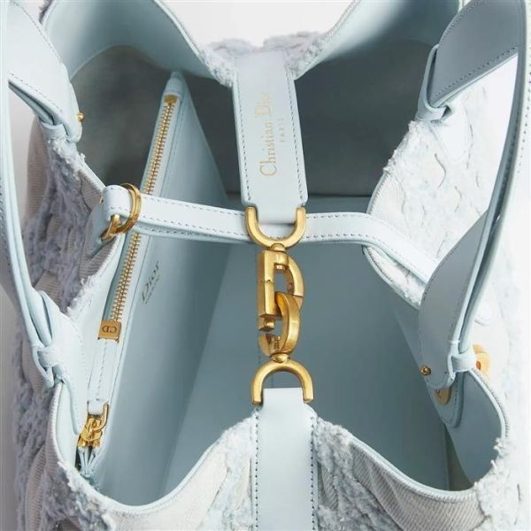 日本 Dior Toujours 中型手提包 藍色 Cannage 籐格紋牛仔布 日本 Dior Toujours 中型手提包 藍色 Cannage 籐格紋牛仔布