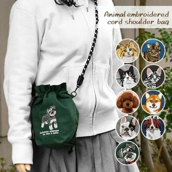 日本 輕便刺繡貓貓和狗狗繩結shoulder bag 日本 輕便刺繡貓貓和狗狗繩結shoulder bag