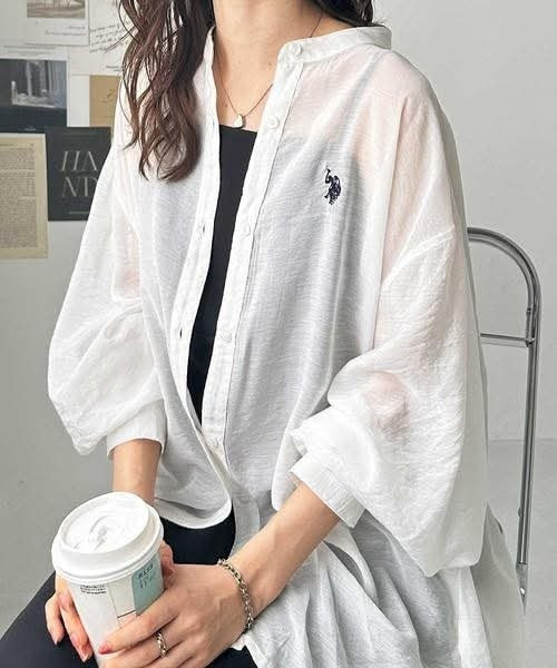 日本 U.S. POLO ASSN.立領透明長版上衣 日本 U.S. POLO ASSN.立領透明長版上衣
