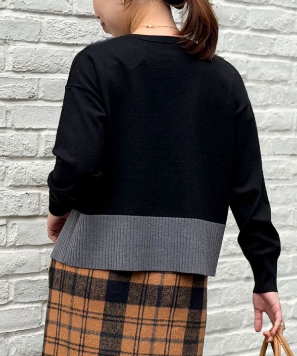 日本NOLLEY'S MALL 拉美羽毛切換雙色套頭針織衫 日本NOLLEY'S MALL 拉美羽毛切換雙色套頭針織衫