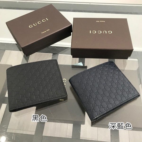 GUCCI 雙G壓紋對開短夾 GUCCI,牛皮,短夾