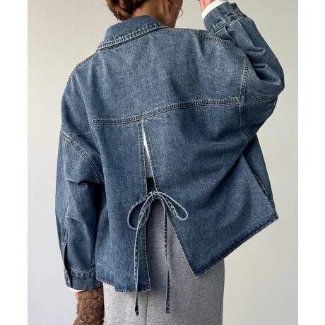 日本日牌後綁結丹寧牛仔外套 日本日牌後綁結丹寧牛仔外套