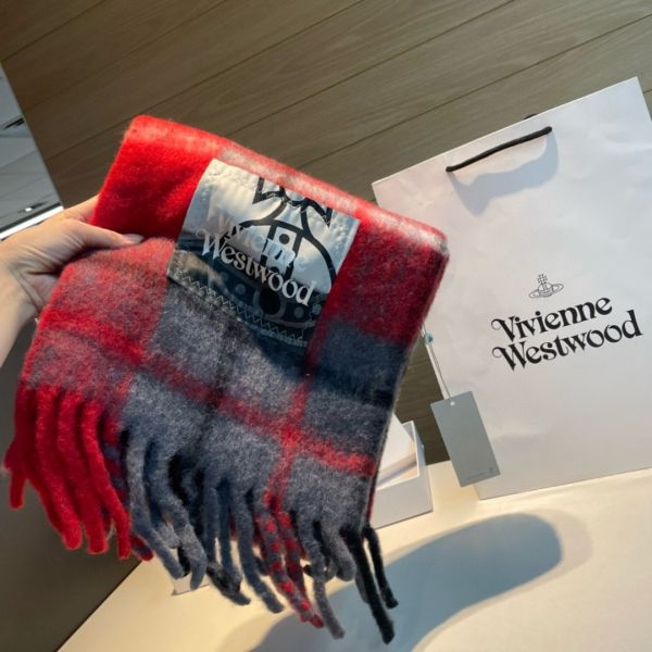日本Vivienne Westwood 格紋毛海圍巾 日本Vivienne Westwood 格紋毛海圍巾