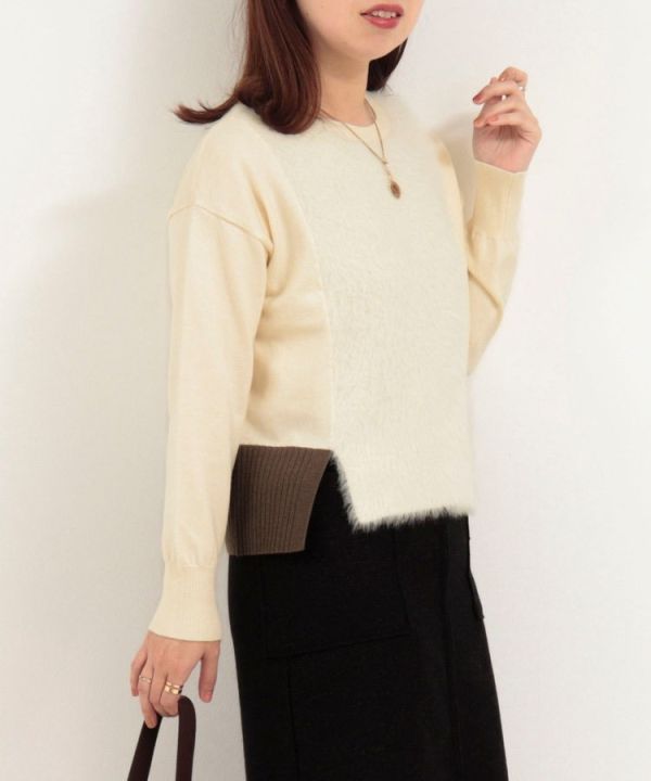 日本NOLLEY'S MALL 拉美羽毛切換雙色套頭針織衫 日本NOLLEY'S MALL 拉美羽毛切換雙色套頭針織衫