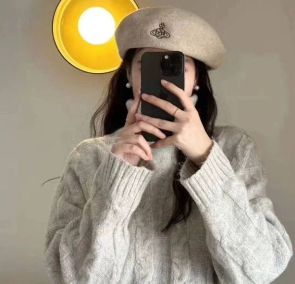 特價日本vivienne westwood 土星刺繡LOGO羊毛毛呢貝雷帽(售價已折) vivienne westwood,貝雷帽