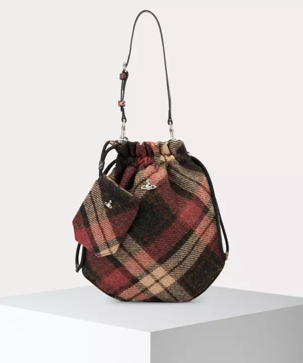 日本Vivienne Westwood HARRIS TWEED CHECK DRAWSTRING 斜紋布抽繩包 日本Vivienne Westwood HARRIS TWEED CHECK DRAWSTRING 斜紋布抽繩包