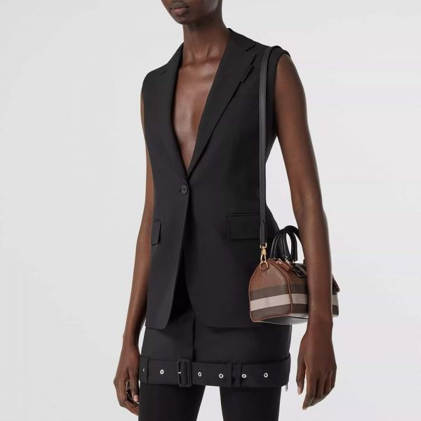 BURBERRY 格紋皮革迷你保齡球包 日本專櫃代購 Celine迷你貝殼包