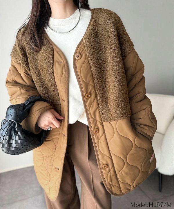 日本 JAVA中長版絎縫拼接外套﻿ 日本 JAVA中長版絎縫拼接外套﻿