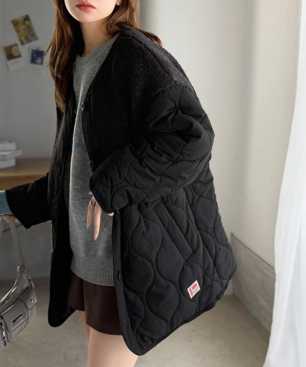 日本 JAVA中長版絎縫拼接外套﻿ 日本 JAVA中長版絎縫拼接外套﻿