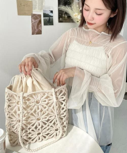 日本 花花編織tote bag 日本 花花編織tote bag