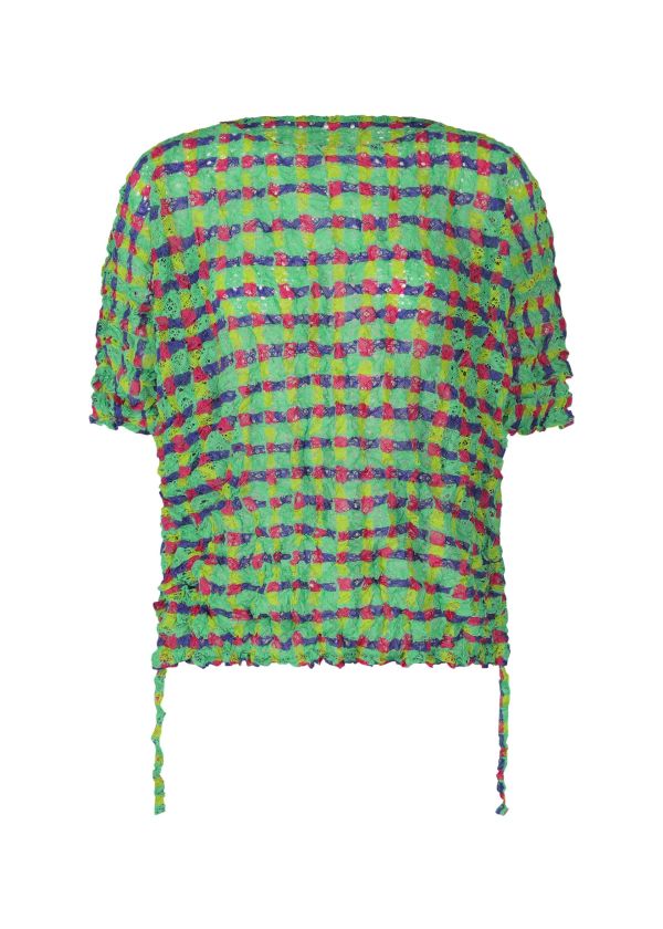 日本三宅一生me ISSEY MIYAKE  DRAWING CHECK LACE MERINGUE拉絲格紋蕾絲上衣 日本三宅一生me ISSEY MIYAKE  DRAWING CHECK LACE MERINGUE拉絲格紋蕾絲上衣