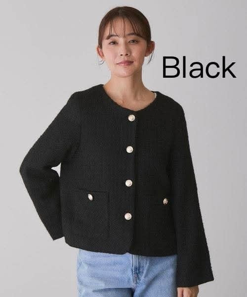 日本 小香風混色粗花呢 金釦外套 日本 小香風混色粗花呢 金釦外套