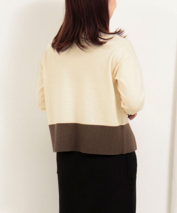 日本NOLLEY'S MALL 拉美羽毛切換雙色套頭針織衫 日本NOLLEY'S MALL 拉美羽毛切換雙色套頭針織衫