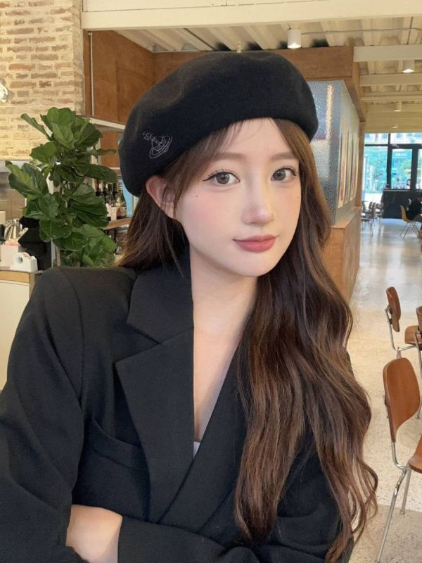 特價日本vivienne westwood 土星刺繡LOGO羊毛毛呢貝雷帽(售價已折) vivienne westwood,貝雷帽