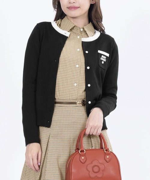 日本MARY QUANT 復古Logo雙色開襟衫 日本MARY QUANT 復古Logo雙色開襟衫