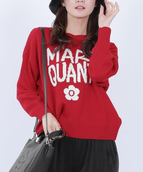 日本MARY QUANT 紅色彩繪Logo針織套頭衫（針織衫/毛衣） 日本MARY QUANT 紅色彩繪Logo針織套頭衫（針織衫/毛衣）