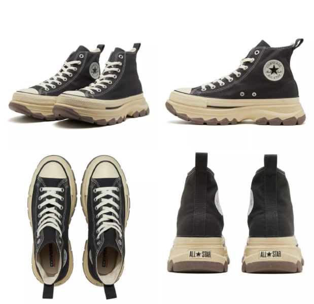 日本限定 Converse AS (R) TREKWAVE BS HI 高/2低 筒 褪色奶油底 黑色 日本限定 Converse AS (R) TREKWAVE BS HI 高/2低 筒 褪色奶油底 黑色