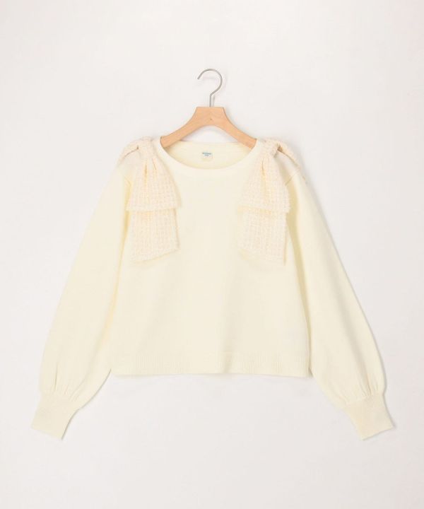 日本NOLLEY'S MALL 套頭針織衫，肩部飾有寬大的緞帶 日本NOLLEY'S MALL 套頭針織衫,肩部飾有寬大的緞帶