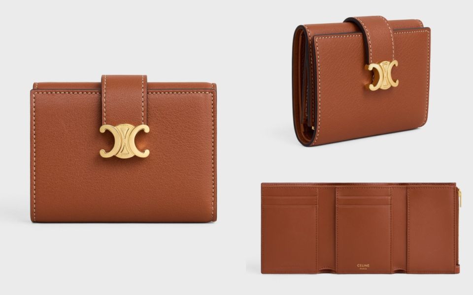 日本 CELINE Nino 凱旋金釦牛皮二折 Nino柔軟粒面小牛皮中夾 日本 CELINE Nino 凱旋金釦牛皮二折 Nino柔軟粒面小牛皮中夾