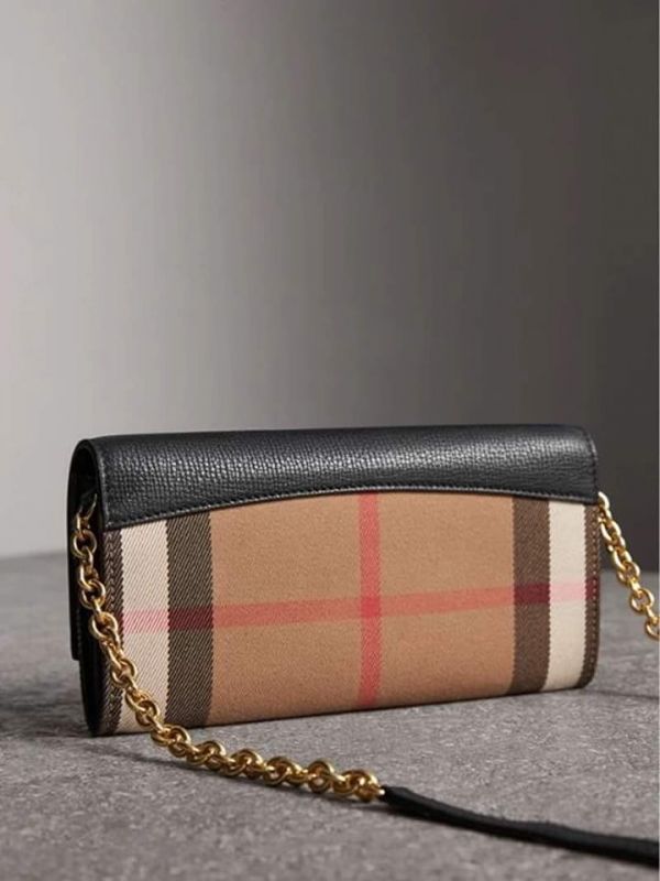 特價BURBERRY House 格紋拼皮革WOC長夾包II款(售價已折) BURBERRY,House  格紋拼皮革WOC長夾包
