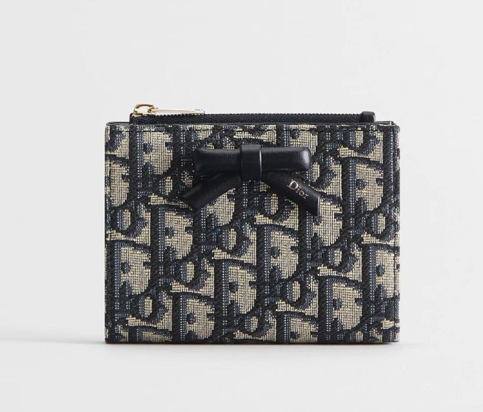 日本限定款DIOR Oblique Bow Dahliaウォレット蝴蝶結對開短夾 日本限定款DIOR Oblique Bow Dahliaウォレット蝴蝶結對開短夾