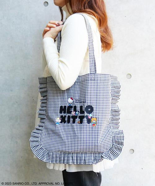 日本  sanrio HELLO KITTY Frill Tote Bag荷葉邊手提包 日本  sanrio HELLO KITTY Frill Tote Bag荷葉邊手提包