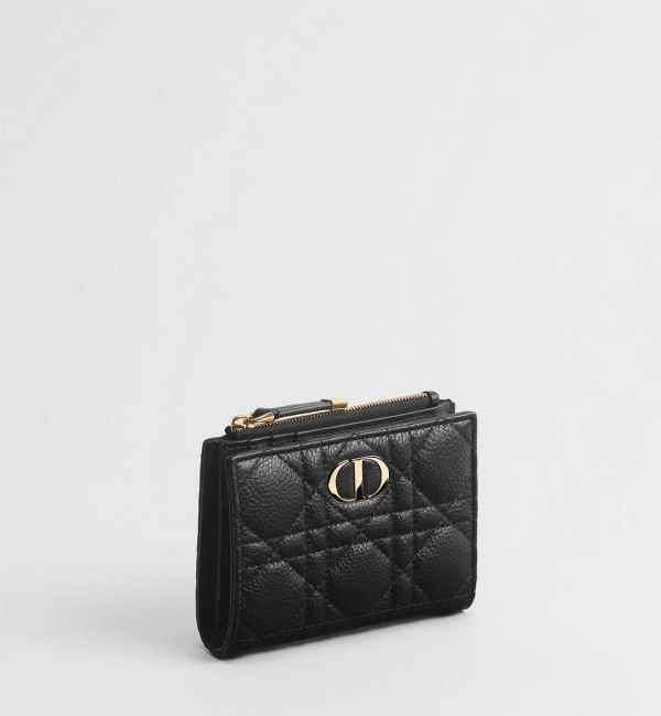 DIOR Caro Dahlia 籐格紋小牛皮對折短夾 DIOR Caro Dahlia 籐格紋小牛皮對折短夾