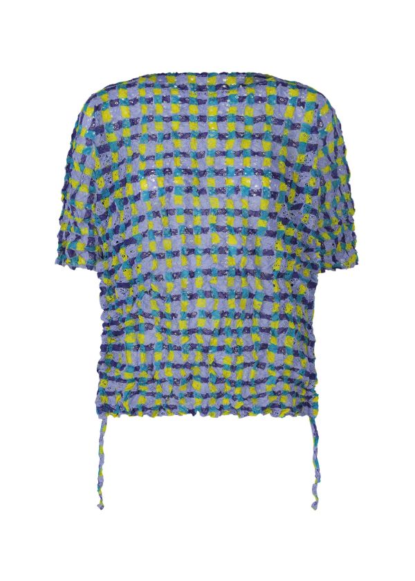 日本三宅一生me ISSEY MIYAKE  DRAWING CHECK LACE MERINGUE拉絲格紋蕾絲上衣 日本三宅一生me ISSEY MIYAKE  DRAWING CHECK LACE MERINGUE拉絲格紋蕾絲上衣