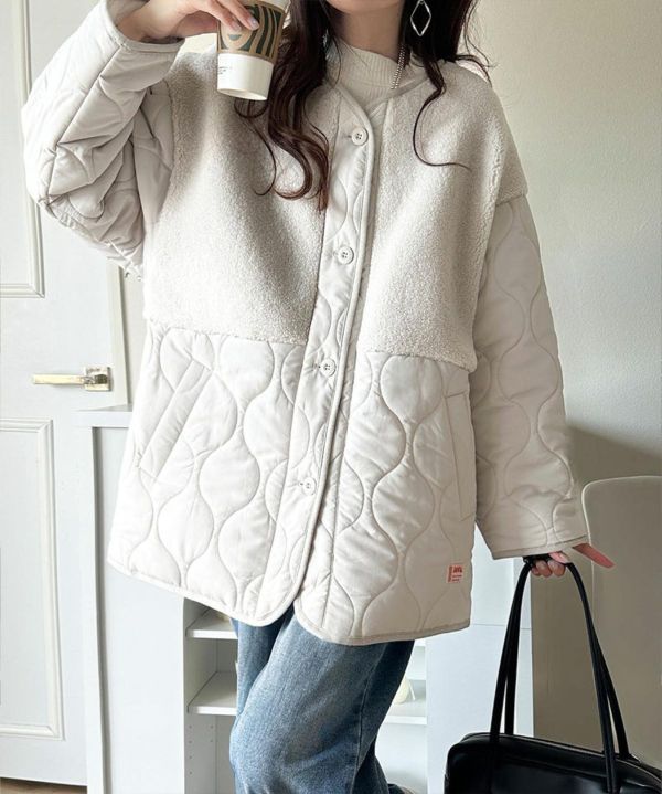 日本 JAVA中長版絎縫拼接外套﻿ 日本 JAVA中長版絎縫拼接外套﻿