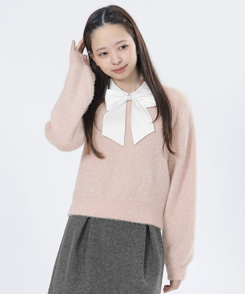 日本MARY QUANT亮片絲帶毛絨套頭衫 日本MARY QUANT亮片絲帶毛絨套頭衫