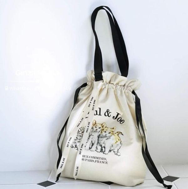 日本PAUL & JOE 3 CATS DRAWSTRING TOTE BAG抽繩手袋帆布三隻貓 日本PAUL & JOE 3 CATS DRAWSTRING TOTE BAG抽繩手袋帆布三隻貓