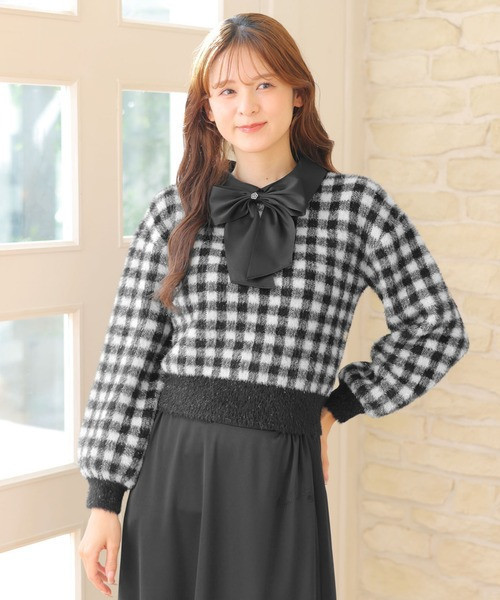 日本MARY QUANT亮片絲帶毛絨套頭衫 日本MARY QUANT亮片絲帶毛絨套頭衫