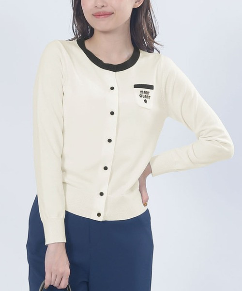 日本MARY QUANT 復古Logo雙色開襟衫 日本MARY QUANT 復古Logo雙色開襟衫