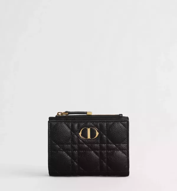 DIOR Caro Dahlia 籐格紋小牛皮對折短夾 DIOR Caro Dahlia 籐格紋小牛皮對折短夾