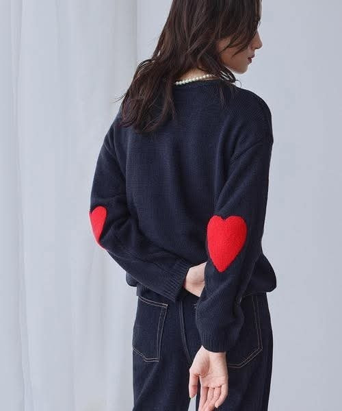 日本手臂有撞色愛心針織上衣 日本手臂有撞色愛心針織上衣