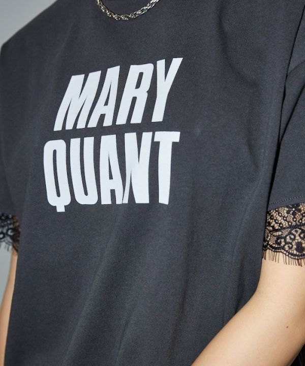 日本 MARY QUANT×PUBLUX LIMITED MODEL植絨logo蕾絲袖T恤 限量版 日本 MARY QUANT×PUBLUX LIMITED MODEL植絨logo蕾絲袖T恤 限量版