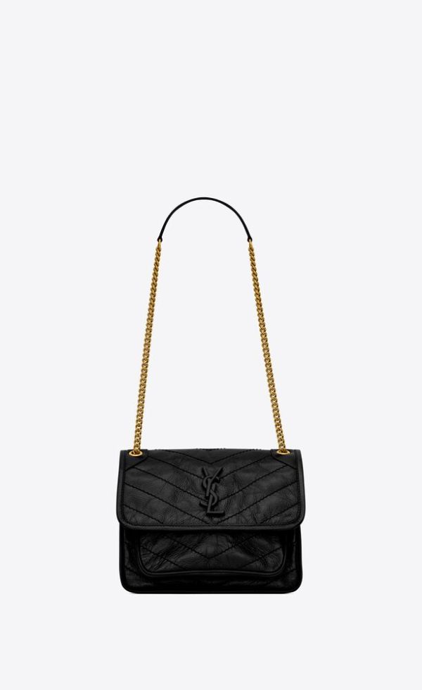 日本YSL NIKI褶皺復古皮革BABY鏈條手袋 日本YSL NIKI褶皺復古皮革BABY鏈條手袋