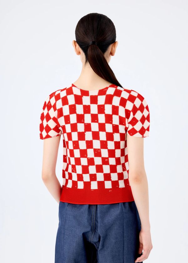 日本三宅一生me ISSEY MIYAKE  CHECKER彈性圓領短袖上衣 日本三宅一生me ISSEY MIYAKE  CHECKER彈性圓領短袖上衣