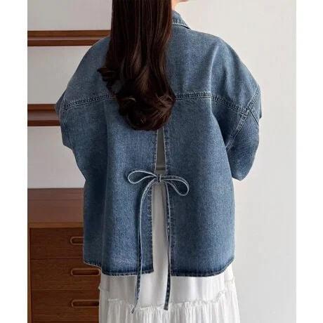 日本日牌後綁結丹寧牛仔外套 日本日牌後綁結丹寧牛仔外套