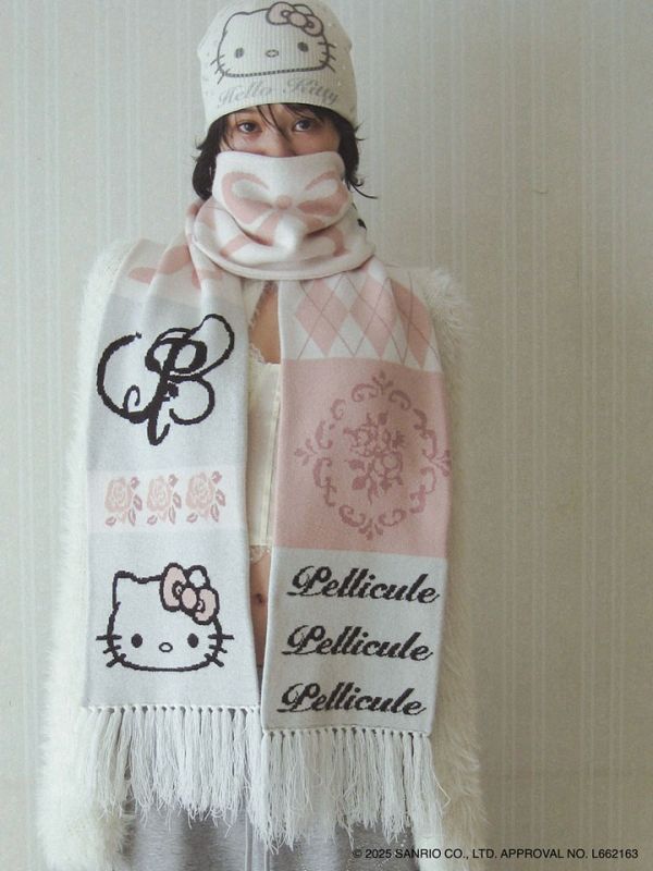日本HELLOKITTY hug knitmuffler PELLICULE x HELLO KITTY 聯名針織圍巾 日本HELLOKITTY hug knitmuffler PELLICULE x HELLO KITTY 聯名針織圍巾