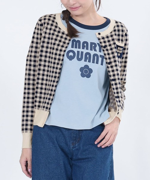 日本MARY QUANT 復古Logo雙色開襟衫 日本MARY QUANT 復古Logo雙色開襟衫