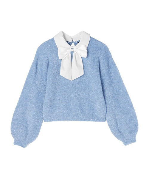 日本MARY QUANT亮片絲帶毛絨套頭衫 日本MARY QUANT亮片絲帶毛絨套頭衫