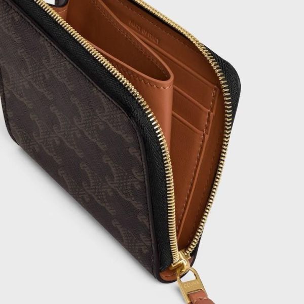 日本限定CELINE簡約L型圓弧拉鍊短夾老花款 日本限定CELINE 簡約L型圓弧拉鍊短夾老花款