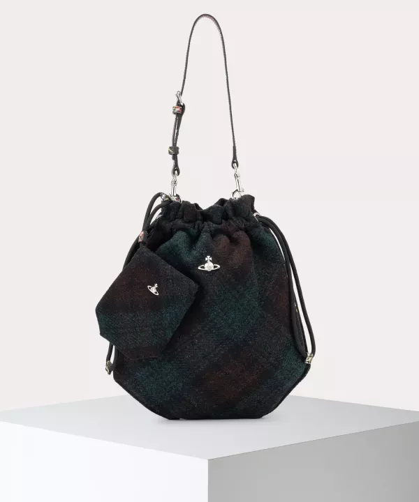 日本Vivienne Westwood HARRIS TWEED CHECK DRAWSTRING 斜紋布抽繩包(深色格紋) 日本Vivienne Westwood HARRIS TWEED CHECK DRAWSTRING 斜紋布抽繩包(深色格紋)