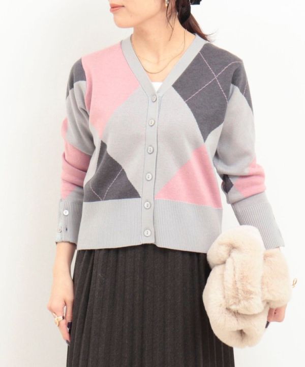 日本NOLLEY'S MALL 阿蓋爾提花V領開衫 日本NOLLEY'S MALL 阿蓋爾提花V領開衫