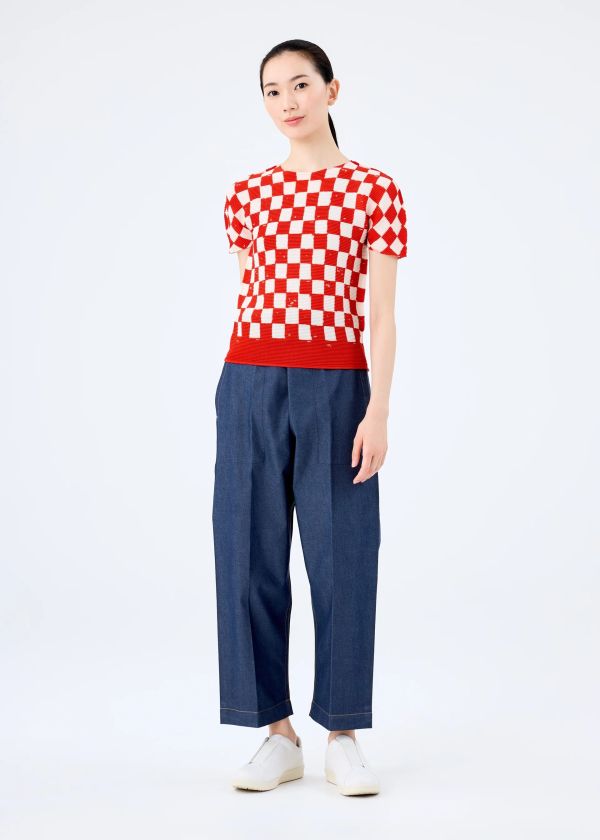 日本三宅一生me ISSEY MIYAKE  CHECKER彈性圓領短袖上衣 日本三宅一生me ISSEY MIYAKE  CHECKER彈性圓領短袖上衣