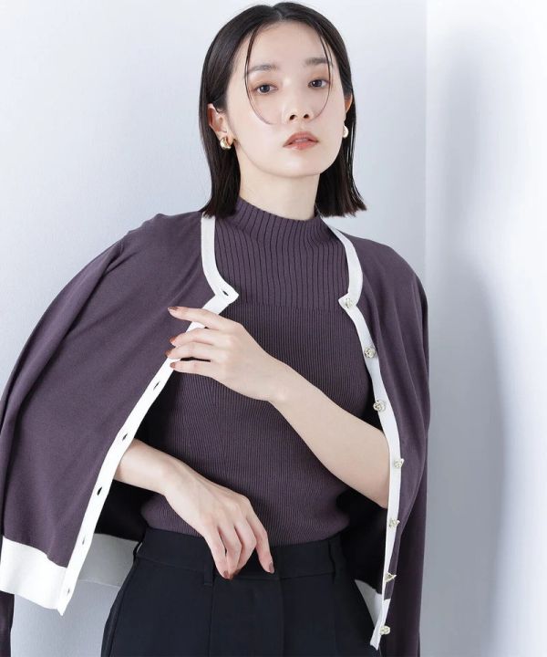 日本NATURAL BEAUTY BASICバイカラーアンサンブルOL最愛的撞色二件組套裝 開襟衫 日本NATURAL BEAUTY BASICバイカラーアンサンブルOL最愛的撞色二件組套裝 開襟衫