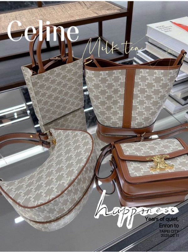 CELINE TRIOMPHE 帆布牛皮飾邊水桶包(售價已折) CELINE TRIOMPHE 帆布牛皮飾邊水桶包